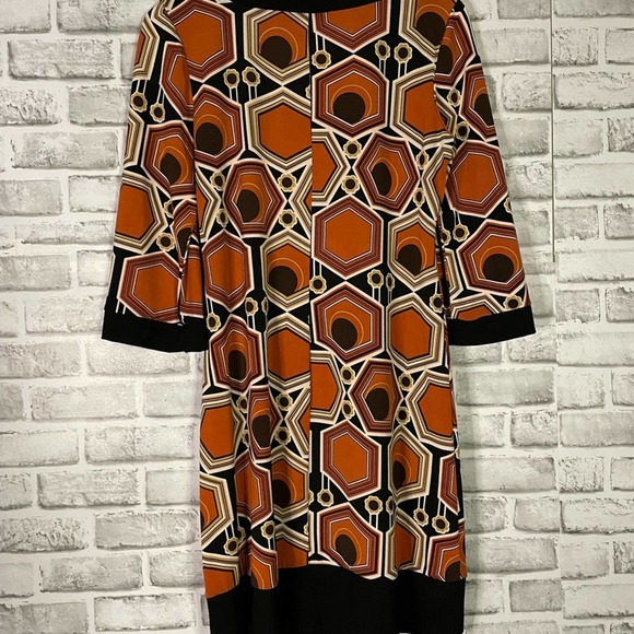 Sage Blu Vintage Rust Orange Black Cream Dress Size Medium M - Picture 7 of 10
